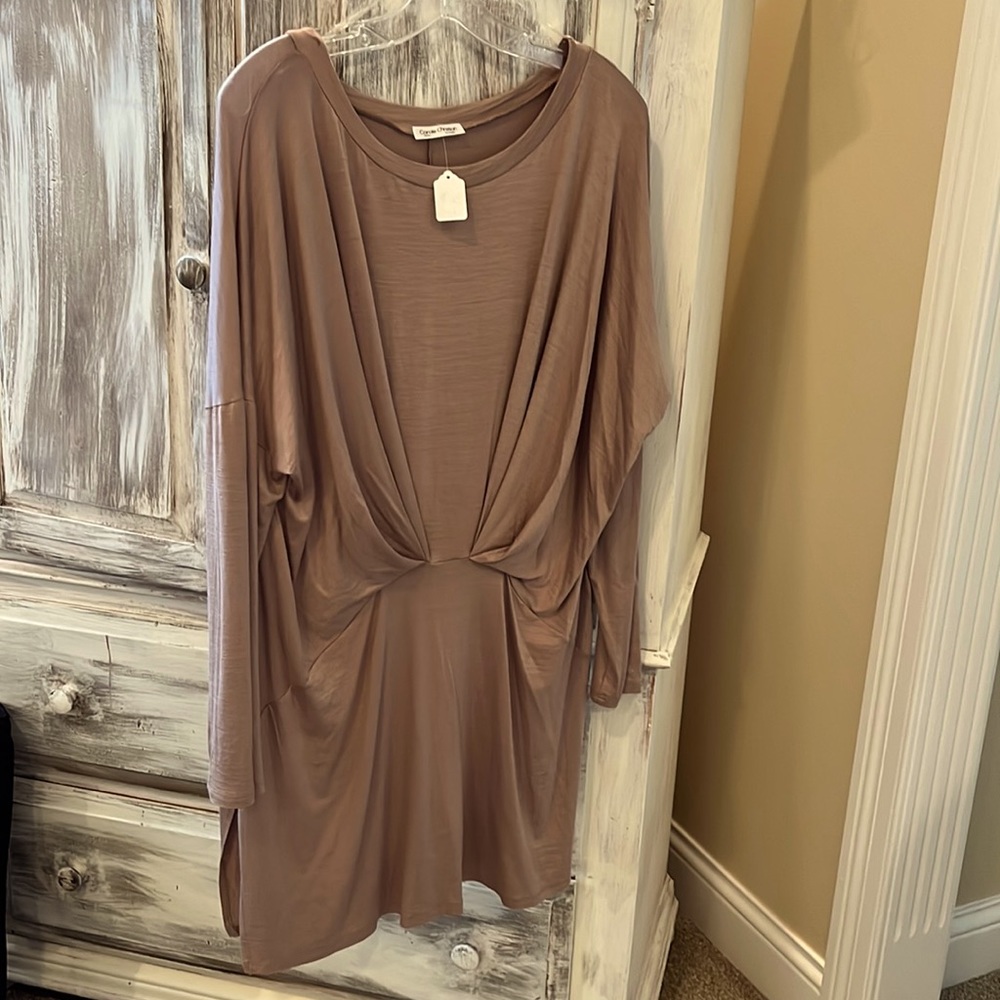 Carole Christian taupe dress